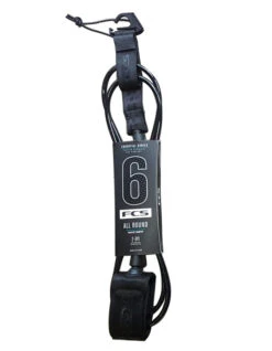 FCS ALL ROUND ESSENTIAL LEASH 6' BLACK -Ocean Motion Shop fcs leash 6 all round essential black 2