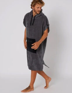 OCEAN & EARTH BREAK PONCHO CHARCOAL -Ocean Motion Shop ocean earth poncho in spugna charcoal 1