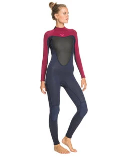 ROXY 4/3 PROLOGUE BACK ZIP WETSUIT FOR WOMEN BLUE RED -Ocean Motion Shop roxy prologue 4 3 back zip muta intera donna blue red